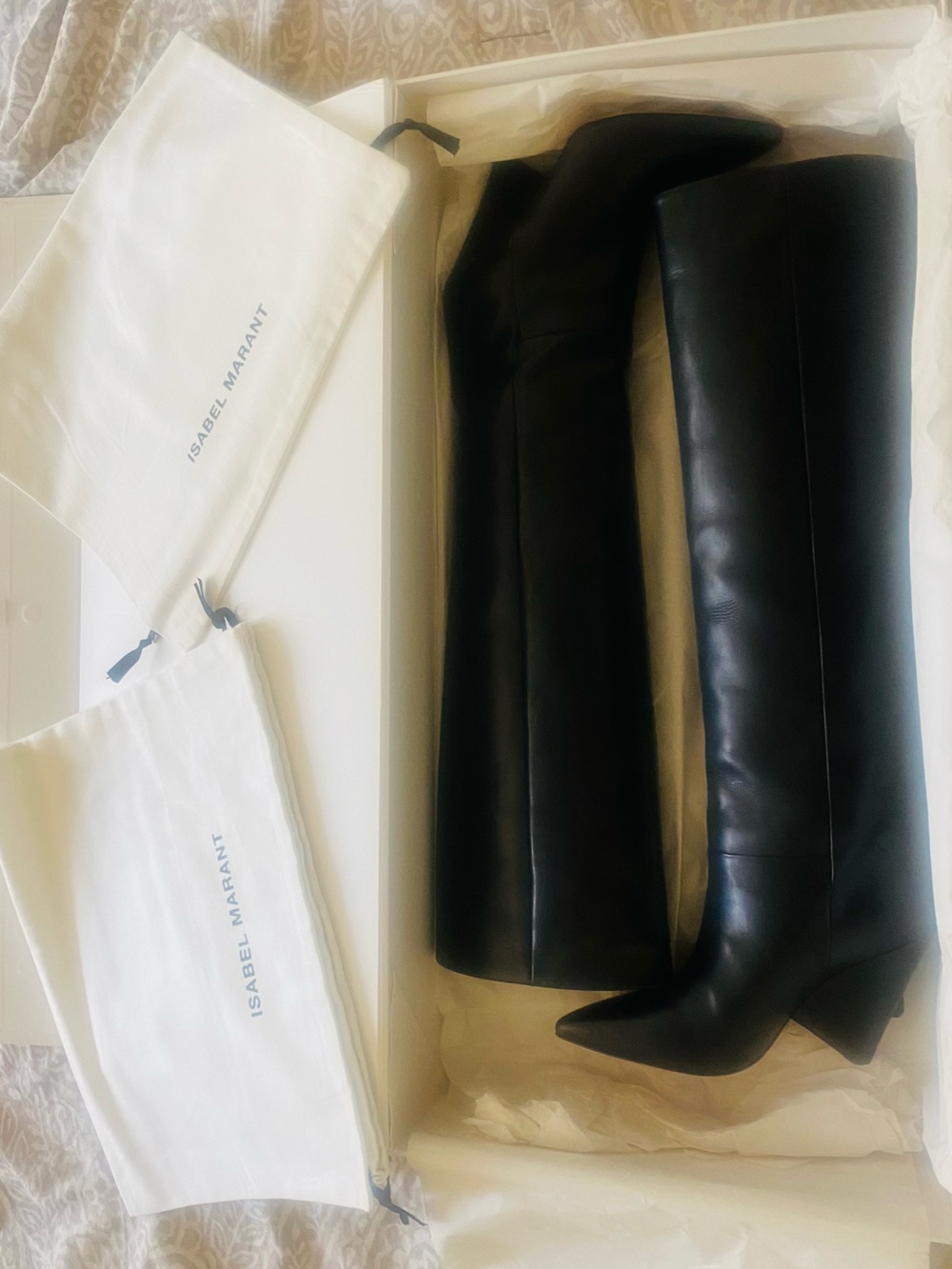 Isabel Marant Lokyo Knee High Boots Black Leather Size 36 w/ Box & Dust Bag - Picture 2 of 5